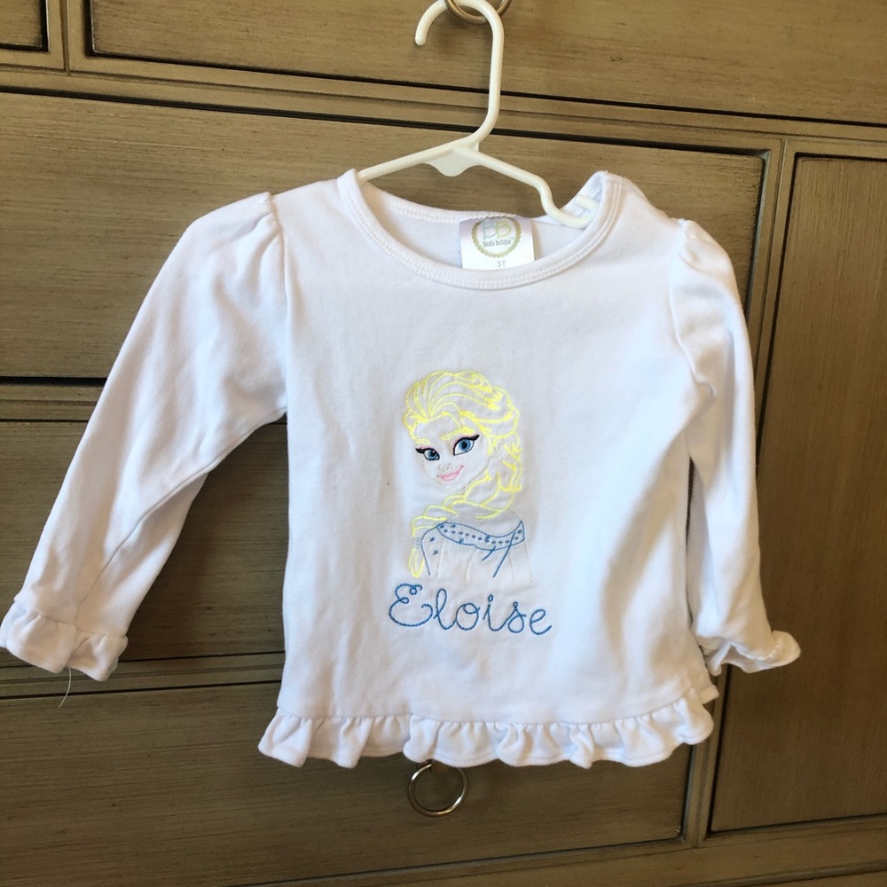 Blanks Boutique custom Elsa embroidery Eloise 3T